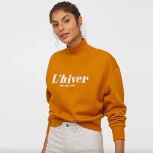H&M Mustard Lhiver French Cropped Pullover Sweater Sz M